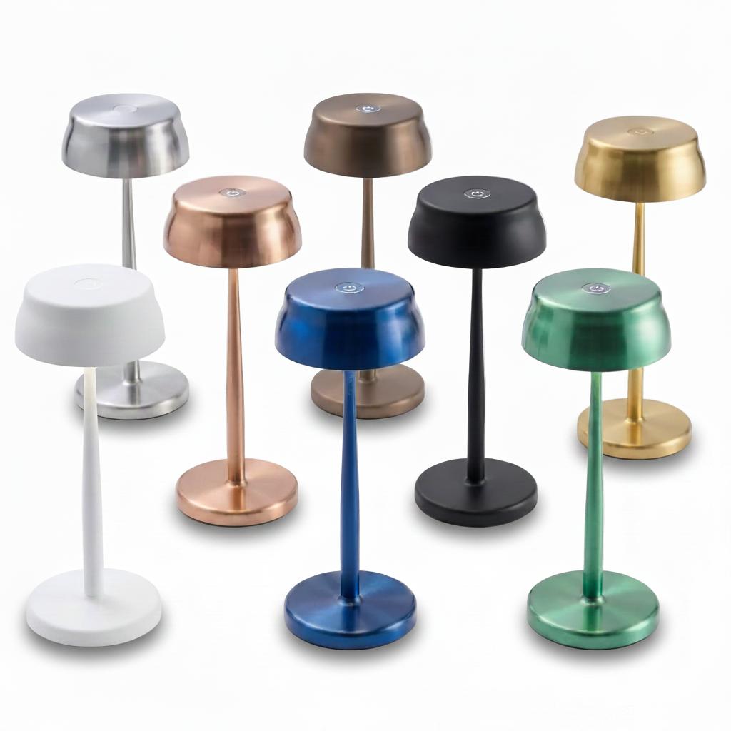 Portable Sculptural Table Lamp | Wireless Modern Metal Lighting – Silver Finish