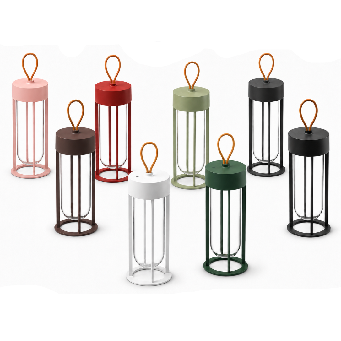 Portable Architectural LED Lantern | Modern Cordless Garden Light – Matte Black
