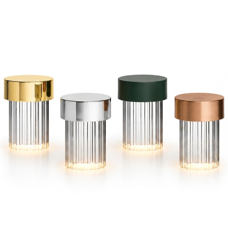 Portable Architectural LED Table Lamp | Modern Cordless Illumination – Fluted Satin Finish