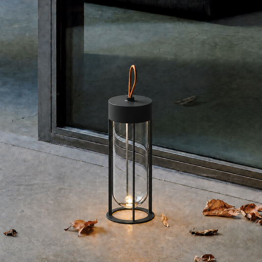 Portable Architectural LED Lantern | Modern Cordless Garden Light – Matte Anthracite