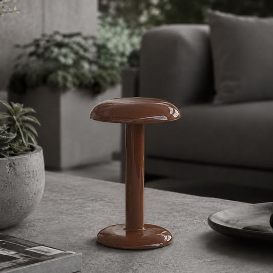 Portable Compact LED Table Lamp | Modern Cordless Illumination – Lacquered Brown Finish