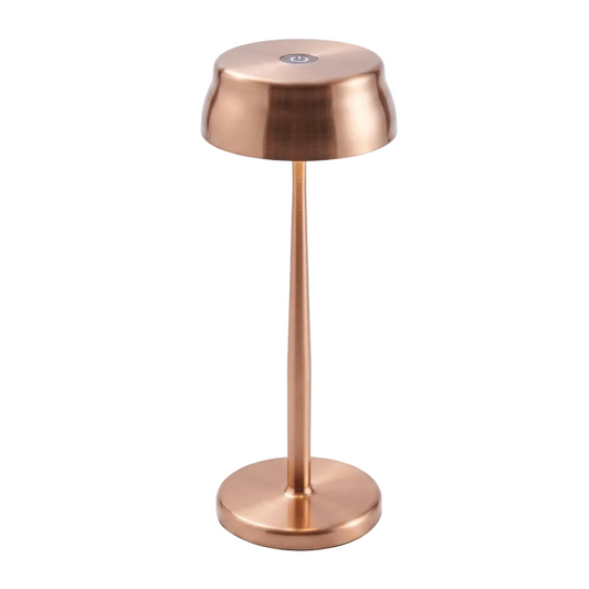 Portable Sculptural Table Lamp | Wireless Modern Metal Lighting – Rose Gold Finish