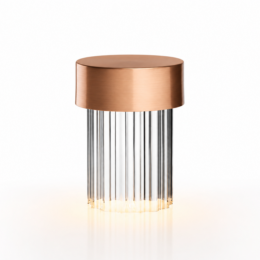 Portable Architectural LED Table Lamp | Modern Cordless Illumination – Fluted Satin Finish