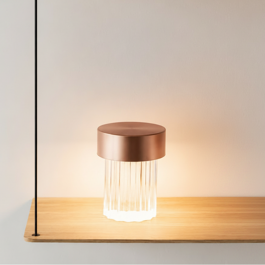 Portable Architectural LED Table Lamp | Modern Cordless Illumination – Fluted Satin Finish