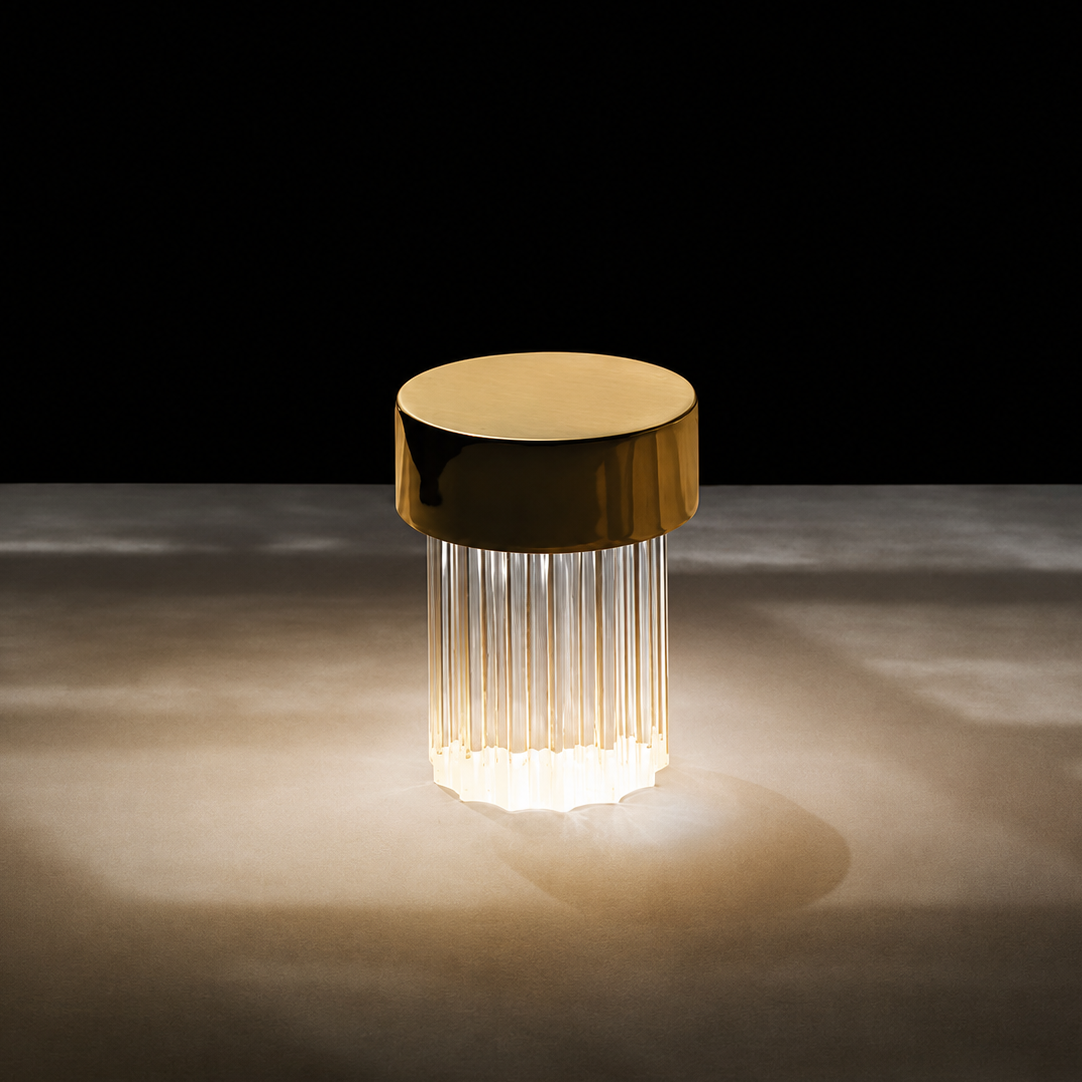 Portable Architectural LED Table Lamp | Modern Cordless Illumination – Satin Gold