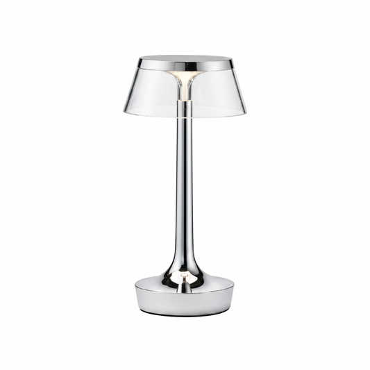 Portable Minimalist LED Table Lamp | Modern Cordless Illumination – Chrome Finish