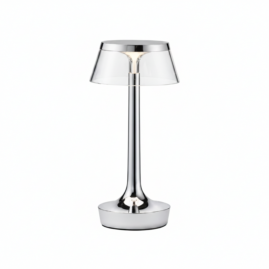 Portable Minimalist LED Table Lamp | Modern Cordless Illumination – Chrome Finish