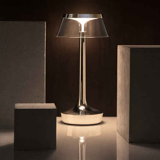 Portable Minimalist LED Table Lamp | Modern Cordless Illumination – Chrome Finish