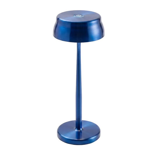 Portable Sculptural Table Lamp | Wireless Modern Metal Lighting – Navy Blue Finish