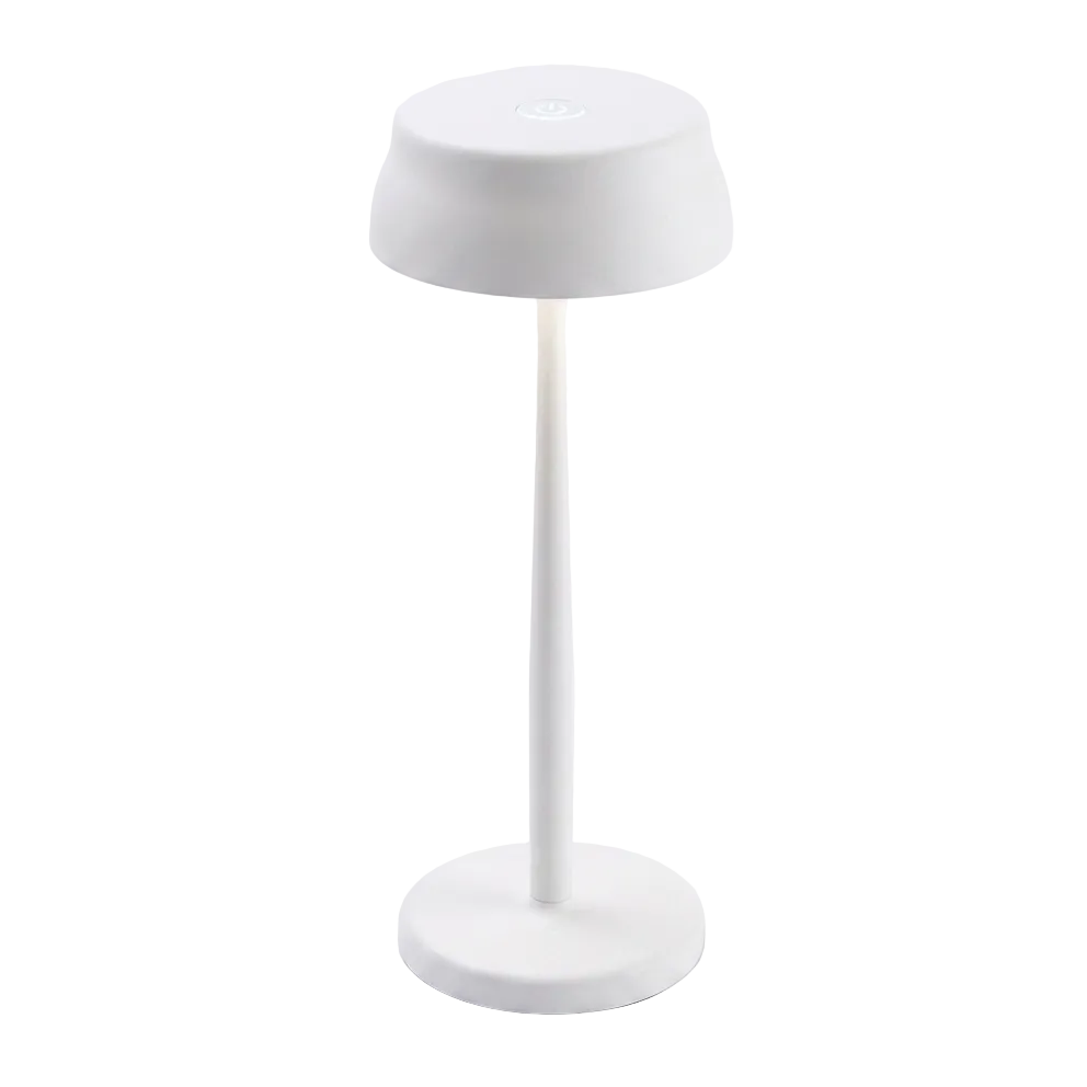 Portable Sculptural Table Lamp | Wireless Modern Metal Lighting – Matte White Finish