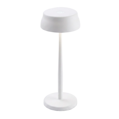 Portable Sculptural Table Lamp | Wireless Modern Metal Lighting – Matte White Finish