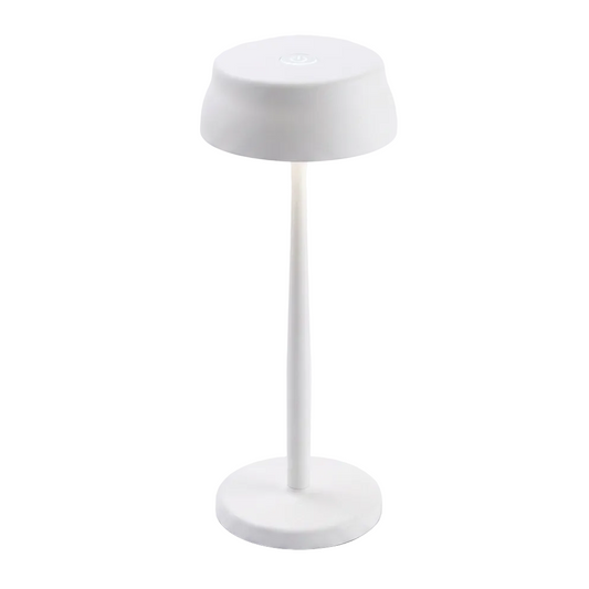 Portable Sculptural Table Lamp | Wireless Modern Metal Lighting – Matte White Finish