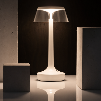 Portable Minimalist LED Table Lamp | Modern Cordless Illumination – Matte Off-White Finish