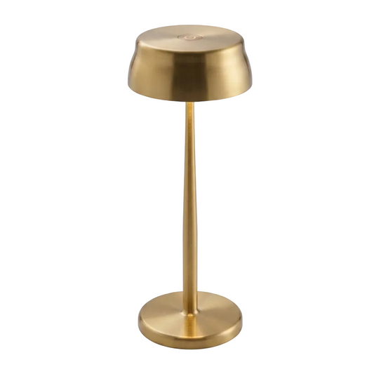 Portable Sculptural Table Lamp | Wireless Modern Metal Lighting – Gold Finish