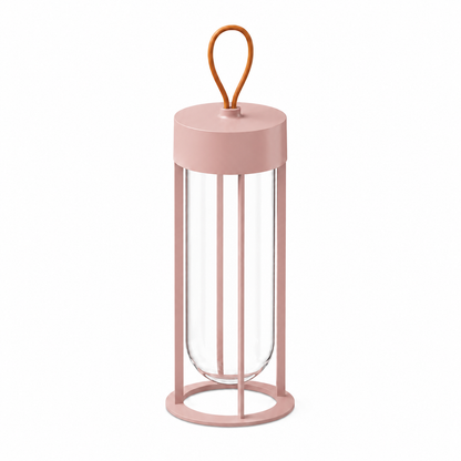 Architectural Portable LED Lantern | Modern Outdoor Cordless Light – Matte Rose Finish