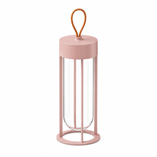 Architectural Portable LED Lantern | Modern Outdoor Cordless Light – Matte Rose Finish