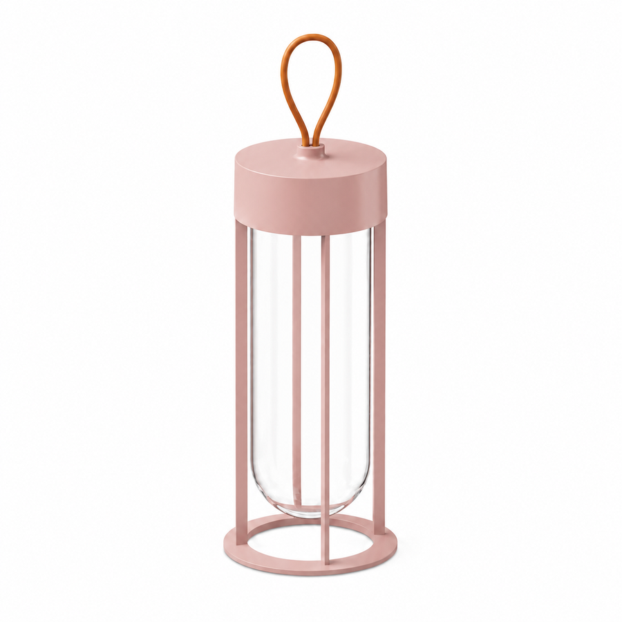 Architectural Portable LED Lantern | Modern Outdoor Cordless Light – Matte Rose Finish