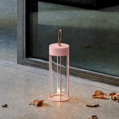 Architectural Portable LED Lantern | Modern Outdoor Cordless Light – Matte Rose Finish