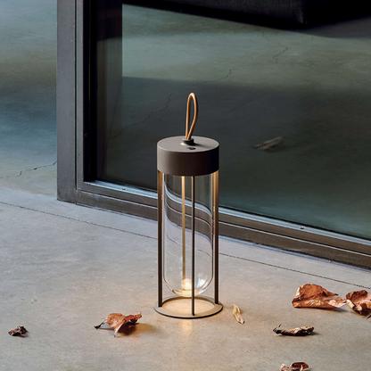 Portable Architectural LED Lantern | Modern Cordless Garden Light – Matte Deep Brown