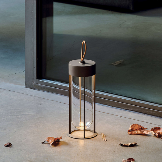 Portable Architectural LED Lantern | Modern Cordless Garden Light – Matte Deep Brown