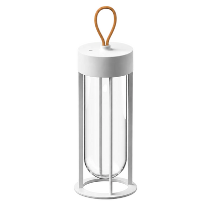 Portable Architectural LED Lantern | Modern Cordless Garden Light – Matte White