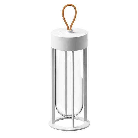 Portable Architectural LED Lantern | Modern Cordless Garden Light – Matte White