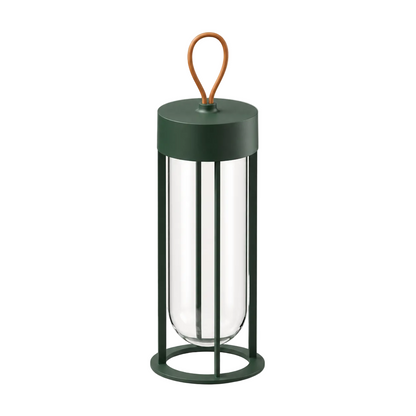 Portable Architectural LED Lantern | Modern Cordless Garden Light – Matte Forest Green