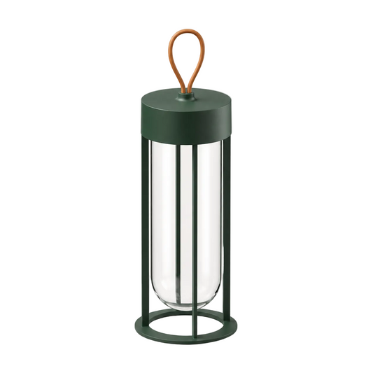 Portable Architectural LED Lantern | Modern Cordless Garden Light – Matte Forest Green