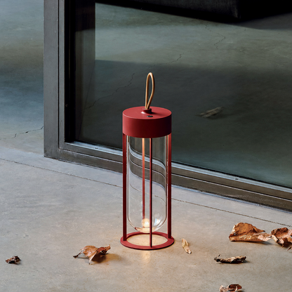 Portable Architectural LED Lantern | Modern Cordless Garden Light – Matte Terracotta
