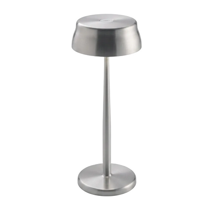 Portable Sculptural Table Lamp | Wireless Modern Metal Lighting – Silver Finish