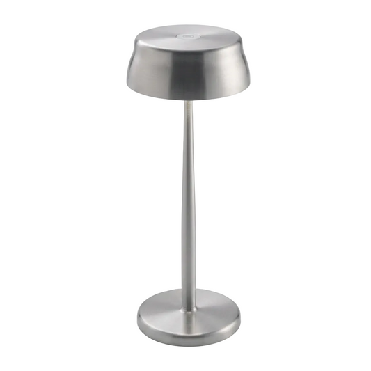 Portable Sculptural Table Lamp | Wireless Modern Metal Lighting – Silver Finish
