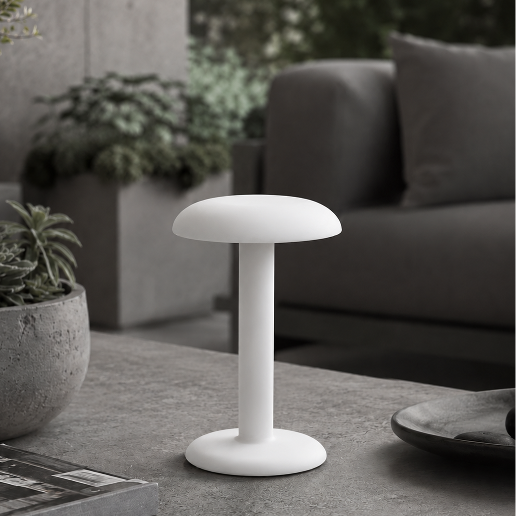 Portable Compact LED Table Lamp | Modern Cordless Illumination – Matte White Finish
