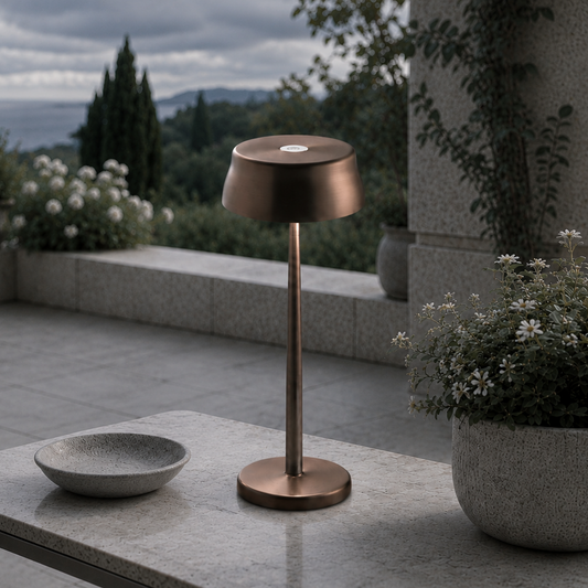 Portable Sculptural Table Lamp | Wireless Modern Metal Lighting – Copper Finish