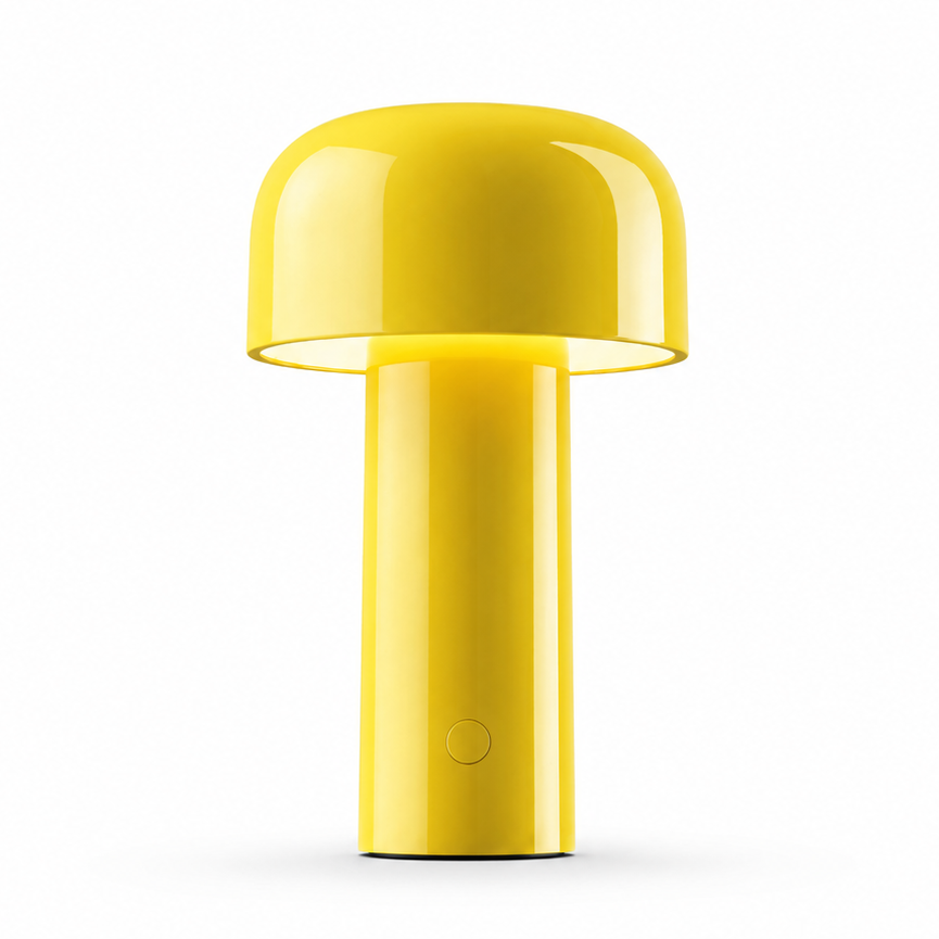 Portable Compact LED Table Lamp | Modern Cordless Illumination – Glossy Yellow Finish