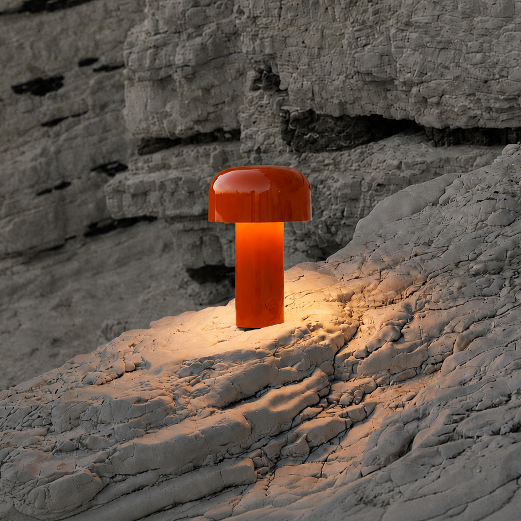 Portable Compact LED Table Lamp | Modern Cordless Illumination – Brick Red Finish