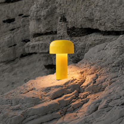 Portable Compact LED Table Lamp | Modern Cordless Illumination – Glossy Yellow Finish