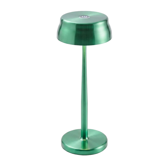 Portable Sculptural Table Lamp | Wireless Modern Metal Lighting – Deep Green Finish