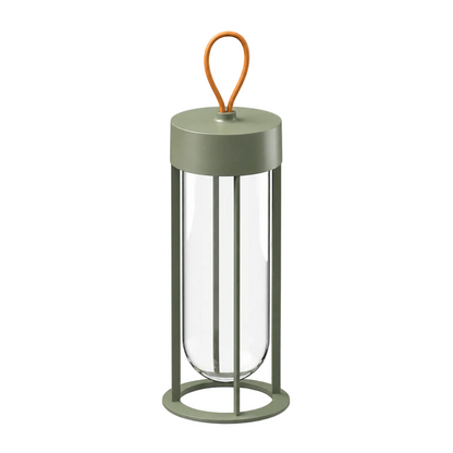 Portable Architectural LED Lantern | Modern Cordless Garden Light – Matte Pale Green