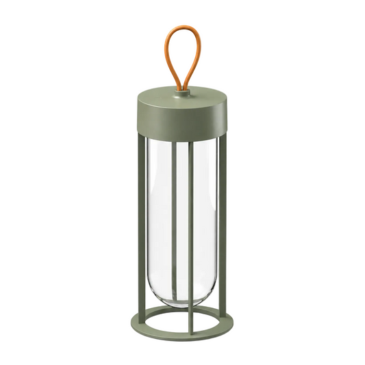 Portable Architectural LED Lantern | Modern Cordless Garden Light – Matte Pale Green
